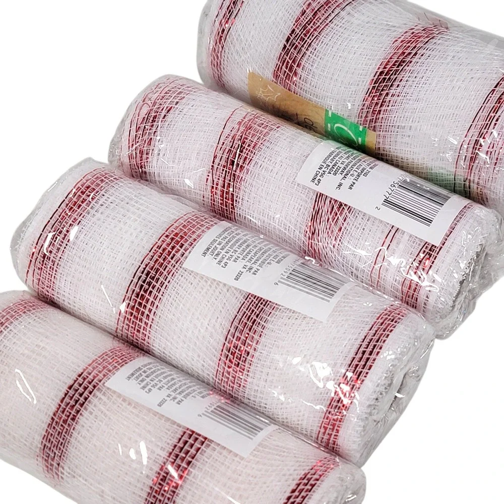 Crafters Square White Red Deco Mesh 6